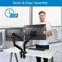 HUANUO Dual Monitor Stand - Adjustable Gas Spring Monitor Desk Mount Swivel VESA Bracket with C Clamp, Grommet Mounting Base for 17 to 27 Inch Computer Screens - Each Arm Holds 4.4 to 14.3lbs