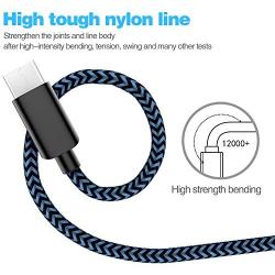 USB Type C Cable 5Pack (3/3/6/6/10FT) Nylon Braided USB C Cable Fast Charger Charging Cord Compatible Samsung Galaxy S9 S8 Note 9 Note 8 Plus,LG V30 G6 G5 V20,Google Pixel, Moto Z2 and More