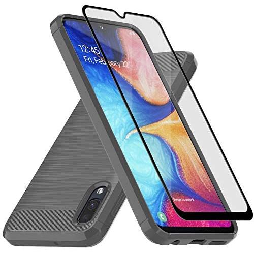 Muokctm Samsung Galaxy A10E Case, with Tempered Glass Screen Protector, Slim Soft TPU Protective Rubber Bumper Case Cover for Samsung Galaxy A10E Phone (Gray)