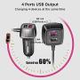 4 Port USB Car Charger Adapter 10.8A/60W Fast USB Car Charger Mini Flush Fit Car Adapter Compatible with iPhone XS/XR/X/8/7/6/Plus, iPad Pro/Air 2/Mini, Android System