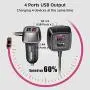 4 Port USB Car Charger Adapter 10.8A/60W Fast USB Car Charger Mini Flush Fit Car Adapter Compatible with iPhone XS/XR/X/8/7/6/Plus, iPad Pro/Air 2/Mini, Android System