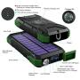 Solar Charger, 20000mAh Solar Power Bank, Qi Wireless Charger for Cell Phone, External Battery Pack for Camping, Outdoor, Portable Charger Flashlight, Compass, Solar Panel Charging by LEO WAY, Green