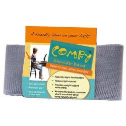 Comfy Shoulder Elastic Band - Ergonomic Pain Free Posture Shoulder Support Strap - Great Stretch Tool for Meditation, Exercises, Sitting or Standing by Natural Posture Solutions, LLC