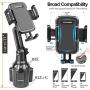 Car-Cup-Holder-Phone-Mount Adjustable Pole Automobile Cup Holder Smart Phone Cradle Car Mount for iPhone 11 Pro/XR/XS Max/X/8/7 Plus/6s/Samsung S10 /Note 9/S8 Plus/S7 Edge(Black)