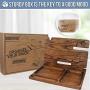 Brown Wash Wood Charging Station. Two Cell Phone Stand Holder. Men Gadget Dock Accessory Organizer. Nightstand Docking Tablet Father Desk Storage Decor Big Husband Dresser Valet Tray Dad Birthday Gift