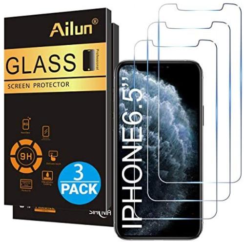 Ailun for Apple iPhone 11 Pro Max/iPhone Xs Max Screen Protector 3 Pack 6.5 Inch 2019/2018 Release Tempered Glass 0.33mm Anti Scratch Advanced HD Clarity Work with Most Case