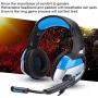 Computer Gaming Headset, Head-Mounted Gaming Headphone, ABS Gaming Headset Lighting Headphone with Microphone for Mobile Phone Computer(Black Blue)