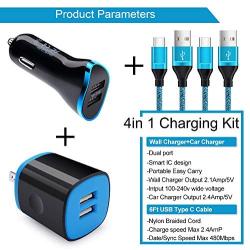 USB C Car Charger for Google Pixel XL 2/2xl 3/3xl 4/4xl 5/5xl 3a/4a, Samsung Galaxy S20 A20 S10e A10e A01 A50 A70 Note10 9, Car Charger Adapter, Wall Plug Charging Block, Type C Fast Charging Cable