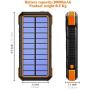 Solar Charger, 20000mAh Qi Wireless Charger, Portable Solar Power Bank, External Battery Pack for Camping, Outdoor, Fast Charger with 4 Outputs Dual Inputs, Flashlight, Compass by LEO WAY, Orange