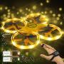 Andals Mini Drone for Kids Gesture Control Aircraft Hand Sensor Rc Quadcopter with Smart Watch Controlled, 2 Batteries (Light Yellow)