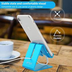 Desk Cell Phone Stand Holder Aluminum Phone Dock Cradle Compatible with Switch, All Android Smartphone, for iPhone 11 Pro Xs Xs Max Xr X 8 7 6 6s Plus 5 5s 5c Charging, Accessories Desk (Blue)