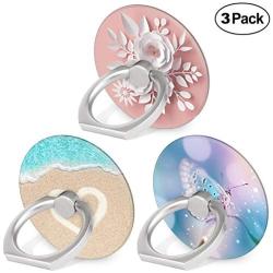 Bonoma Phone Ring Holder, 3 Pack Beach Flowers Butterfly Universal Finger Ring Stand Grip Kickstand Compatible with Smartphones and Tablets