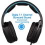 New Updated SADES Spirit Wolf 7.1 Surround Stereo Sound USB ComputerGaming Headset with Microphone,Over-The-Ear Noise Isolating,Breathing LED Light for PC Gamers (Black Blue)