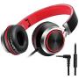 Headphones, FOSTO FT58 Stereo Foldable Headset Strong Low Bass Headphones with Microphone for iPhone, All Android Smartphones, PC, Laptop, Mp3/mp4, Tablet Earphones（Red