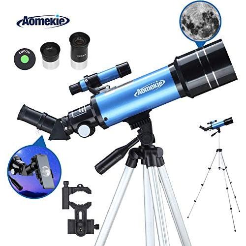 Aomekie Kids Telescope for Adults Astronomy Beginners 70mm Refractor Telescopes with Adjustable 51inch Tripod Phone Adapter Finderscope Erect-Image Diagonal and Moon Filter