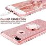 OCYCLONE iPhone 8 Plus Case, iPhone 7 Plus Case, Cute Glitter Luxury Diamond Rhinestone Bumper with Ring Grip Kickstand Protective Girly Soft iPhone 8 Plus/ 7 Plus Case for Women Girl - Rose Gold Pink