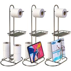 GeekDigg Toilet Paper Holder, Bathroom Toilet Paper Roll Storage Holder Stand, Portable Tissue Paper Dispenser Reserve for Magazine/iPad/Phone Holder