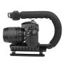 Walway C Shape Handle Grip Stabilizer Low Position Shooting System with Hot-Shoe Mount for GoPro DSLR Camera Camcorder