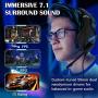 XBUTY A2 Stereo Gaming Headset for PS4, PC, Xbox One Controller, Noise Cancelling Over Ear Headphones with Mic, LED Light, Bass Surround, Soft Memory Earmuffs for Laptop Mac Nintendo Switch Games