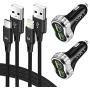 USB C Car Charger, Dual QC 3.0 Fast Car Charger Adapter with 3.3ft Fast Charging Cable Compatible for iPhone, Samsung, LG, iPad, 6A 48W and More.(2 Charger + 2 Cable)
