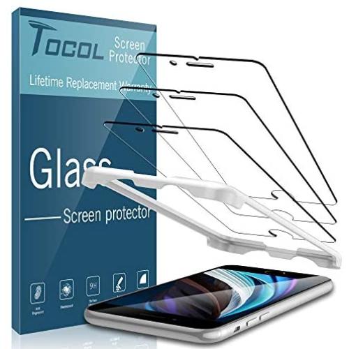 TOCOL [3 Pack for iPhone SE 2020/ iPhone SE2 (2nd Generation) [4.7 inch] Screen Protector, Tempered Glass Bubble Free with Alignment Frame Easy Installation [Not for iPhone 6/7/8]