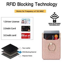 Phone Card Holder RFID Wallet Credit Adhesive Cell Case Stick-on Card Holder for Back of Phone for Most of Smartphones (iPhone/Android/Samsung Galaxy) Rosegold