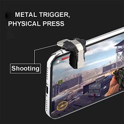 Mobile Game Controller for PUBG, Metallic Aim and Capacitive Sensitive Press Shooting Buttoms L1 R1 for PUBG/Knives Out/Rules of Survival, Mobile Phone Joystick for Android iPhone iOS 1 Pair (Black)