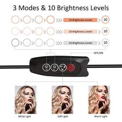 Hotches 8 LED Selfie Ring Light with Phone Holder & Tablet Holder & Microphone Holder Stand, 3 Lighting Modes and 10 Brightness Level for Makeup & YouTube Video & Live Stream