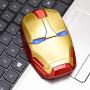 Avengers Endgame Iron Man Mouse Wireless Mouse Ergonomic 2.4 G Portable Mobile Computer Click Silent Mouse Optical Mice with USB Receiver Gaming Mouse (Gold)