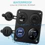 Kohree 12V Marine Car Charger Socket Panel, 4 in 1 Waterproof Boat Cell Phone Rocker Switch Panel with 12 Volt Dual USB Power Outlet Cigarette Lighter Socket for RV Marine Boat Camper Truck Automotive