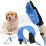 Pet Bathing Tool Pet Grooming Glove Pet Hair Remover for Dog Bath with Long Hose & 3 Adapters Compatible Shower Bath Tub & Outdoor Garden