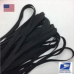 Black 1/4 Inch Width Braided Elastic Band Elastic String Cord Heavy Stretch High Elasticity Knit Elastic Band for Sewing Craft DIY - 10 Yards