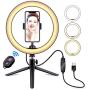 10" Selfie Ring Light with Tripod Stand & Cell Phone Holder, LATZZ Dimmable Desktop LED Lamp Camera Ringlight with Wireless Remote Shutter for Live Stream/Makeup/YouTube Video/Photography