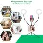 SICCOO Ring light,protect eyes and reduce visual fatigue, double ring light with mirror on desktop 5 inch 3200-6500K, Dimmable makeup light for Live Streaming/Youtube Video/Vlogging/Selfie/Photography