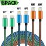 WUYA iPhone Charger, MFi Certified Lightning Cable 6 Pack - 3/3/6/6/10/10 FT Nylon Woven Fast Charging High Speed Data Sync Cord Compatible iPhone 11 Pro XS MAX XR XS X 8 7 Plus 6S 6 SE - Color