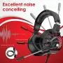 ONIKUMA K6 Stereo Gaming Headset for Xbox One, PS4, PC Over-Ear Headphones with Noise Canceling Mic, Soft Breathing Earmuffs, LED Light, Mute&Volume Control for Mac Smartphone Tablet Laptop