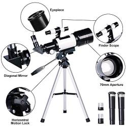 ToyerBee Telescope for Kids& Beginners, 70mm Aperture 300mm Astronomical Refractor Telescope, Tripod& Finder Scope- Portable Travel Telescope with Smartphone Adapter and Wireless Remote