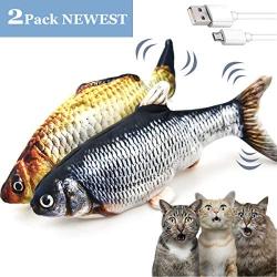 LECHONG 2 Pack Electric Moving Fish Cat Toys for Indoor Cats, Realistic Interactive Cat Toys Wagging Fish Cat Toy Catnip Kicker Toys Funny Kitten Toy for Biting Chewing and Kicking