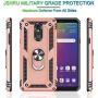 LG Stylo 5 Case, LG Stylo 5 Plus Case, LG Stylo 5V Case with Tempered Glass Screen Protector [2Pack], Jshru Military Grade Protective Phone Case with Ring Car Mount Kickstand For LG Stylo 5X Rose Gold