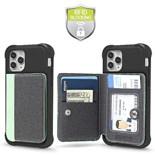 Cell Phone Wallet for Back of Phone, Stick On Wallet Credit Card ID Holder with RFID Protection Compatible with iPhone, Galaxy & Most Smartphones and Cases