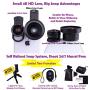 Wide Angle, Macro Lens for iPhone X XR XS Max 8 7 6S Plus-HD Cell Phone Camera Lens Kit by easeUup-Bluetooth Universal Remote, Phone Tripod Holder-All You Need in 1 Case to Go