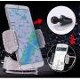 Bling Crystal Car Phone Mount with One More Air Vent Base, Universal Cell Phone Holder for Dashboard,Windshield and Air Vent. (Sliver)