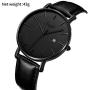 SONGDU Mens Ultra-Thin Quartz Analog Date Wrist Watch with Black Leather Strap