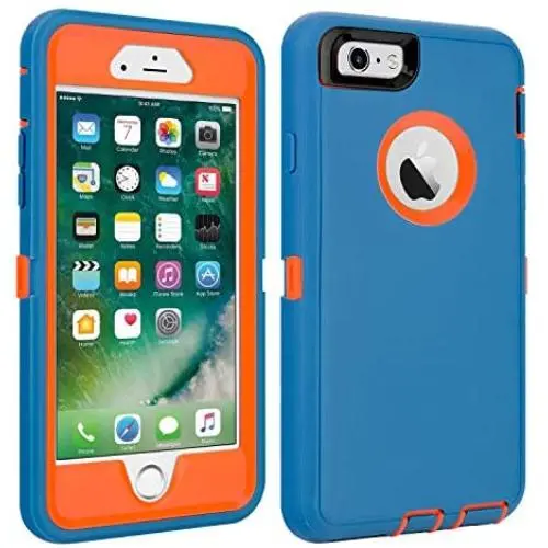 iPhone 6/6S Case Shockproof High Impact Tough Rubber Rugged Hybrid Case Silicone Triple Protective Anti-Shock Shatter-Resistant Mobile Phone Case for iPhone 6/6S 4.7"(Blue-Orange) iPhone 6/6S Case Shockproof High Impact Tough Rubber Rugged Hybrid Case Silicone Triple Protective Anti-Shock Shatter-Resistant Mobile Phone Case for iPhone 6/6S 4.7"(Blue-Orange)