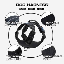 WALKTOFINE Dog Harness No Pull Reflective, Comfortable Harness with Handle,Fully Adjustable Pet Leash Vest for Small Medium Large Dog Breed Car Seat Harness