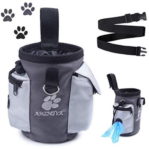 AMZNOVA Dog Treat Bag, Puppy Treat Pouch Pet Small Dog Bait Holder, Animal Walking Snack Container Best Hiking Toys Pack Dispenser Carries