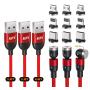 Magnetic Charger Phone Charging Cable USB Charger 360° & 180° Magnet Charging Cables Compatible with Micro Type C Iproduct (Red/3Pack/3.3FT/3.3FT/6.6FT)