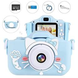 Kids Camera, Enow 16MP Dual Digital Video Camera, Mini 2.0 Inch HD Rechargeable Anti-Drop Child Camera, DIY Creative Camcorder for Kids Boys Girls Gifts, with Extra Shockproof Shell and 32GB SD Card