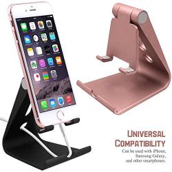 2 Packs Multi-Angle Adjustable Cell Phone Stand, SourceTon Portable Sturdy Plastic Desk Stand Mount Fits All Smart Phones Charging with Anti-Slip Base and Convenient Charging Port, Fits Mini Tablet