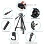 UBeesize 60-inch Camera Tripod, 5kg/11lb Load TR60 Load Portable Lightweight Aluminum Travel Tripod with Carry Bag & Bluetooth Remote, for DSLR SLR Cameras Compatible with iPhone & Android Phone